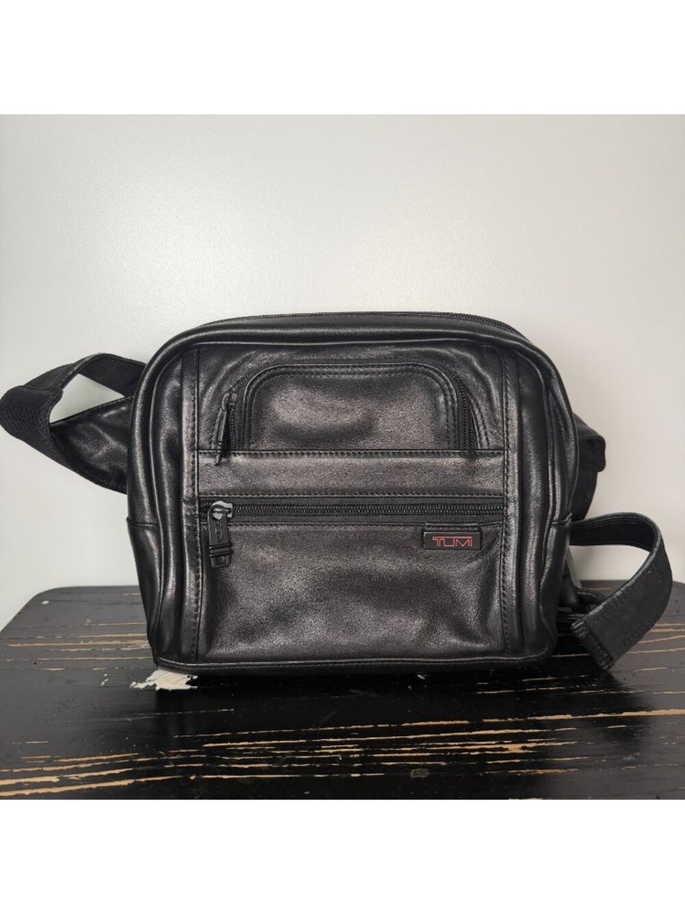 TUMI Leather Waist Belt Bag Black